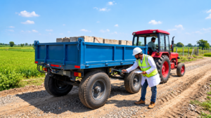 AIS-112 certified agricultural trailer undergoing inspection and testing